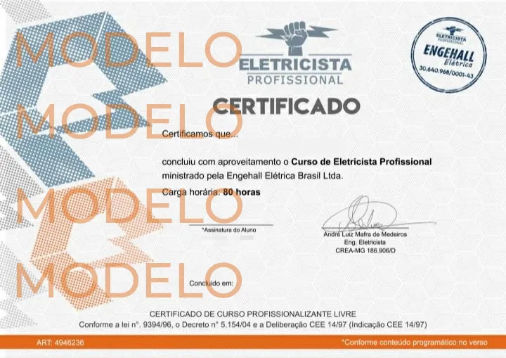 Certificado Eletricista Profissional